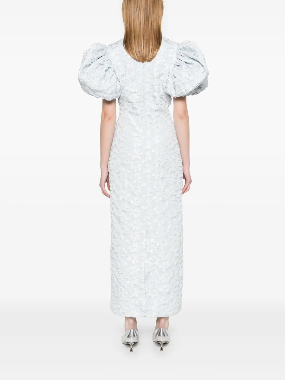 ROTATE BIRGER CHRISTENSEN Donzige midi-jurk met jacquard Blauw