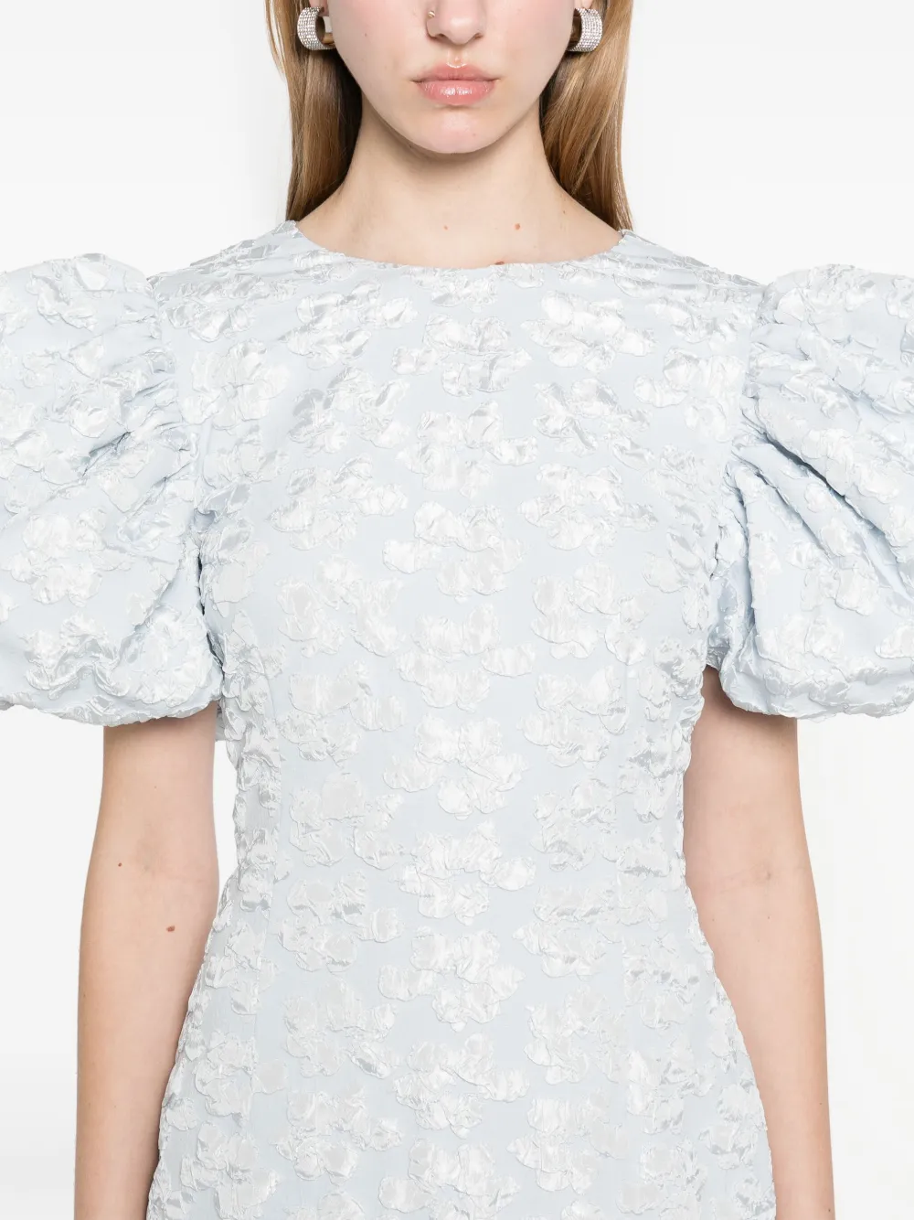 ROTATE BIRGER CHRISTENSEN Donzige midi-jurk met jacquard Blauw