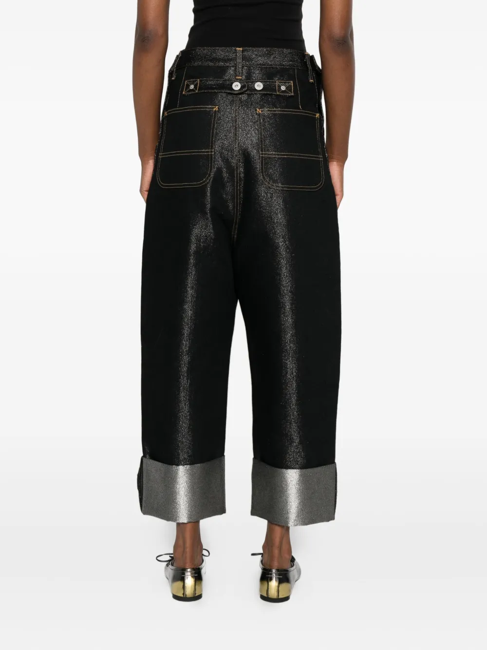 Comme Des Garçons metallic cropped trousers Zwart