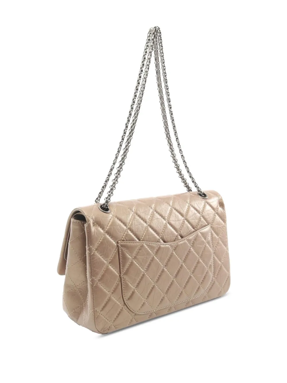 CHANEL Pre-Owned 2012 Reissue 2.55 Double Flap 227 verweerde kalfsleren metallic schoudertas - Bruin