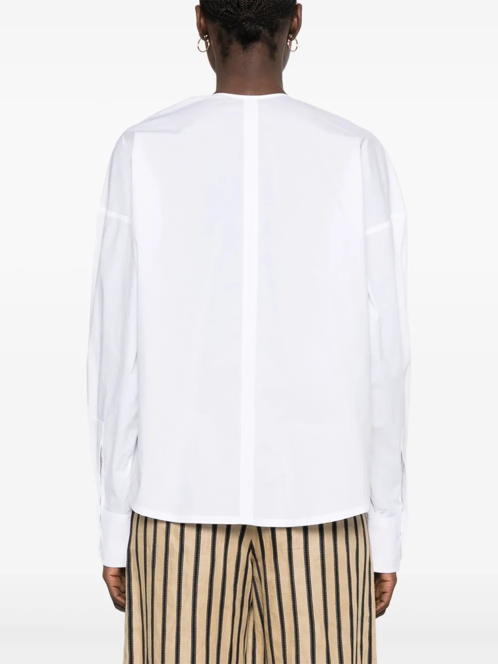 Plan C Popeline blouse met strik Wit