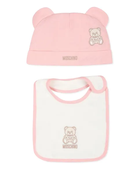 Moschino Kids set de babero y gorro con motivo Teddy Bear