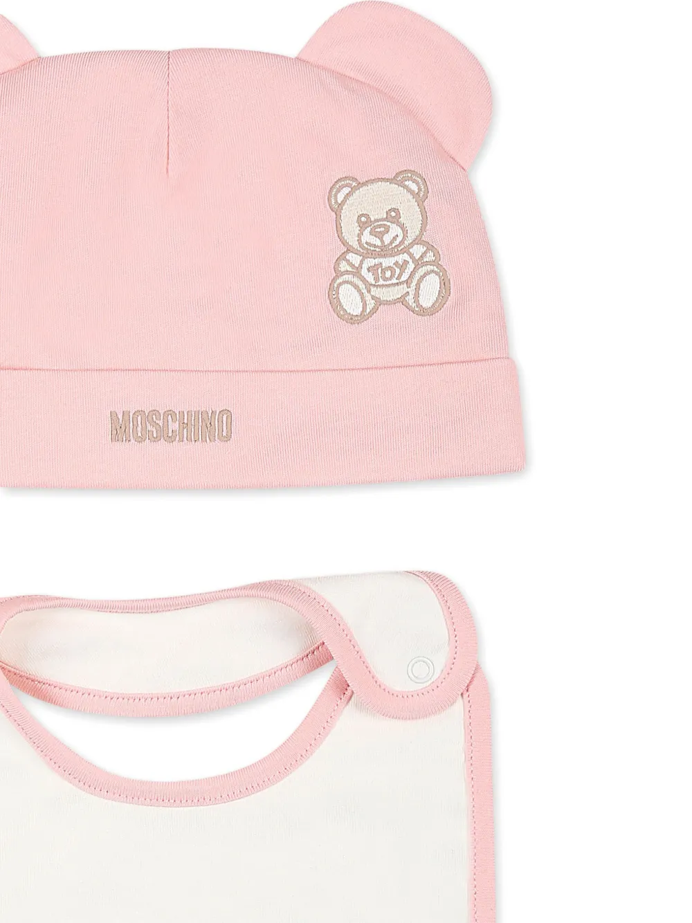 Moschino Kids Muts en slabbetje set met teddybeerprint Roze