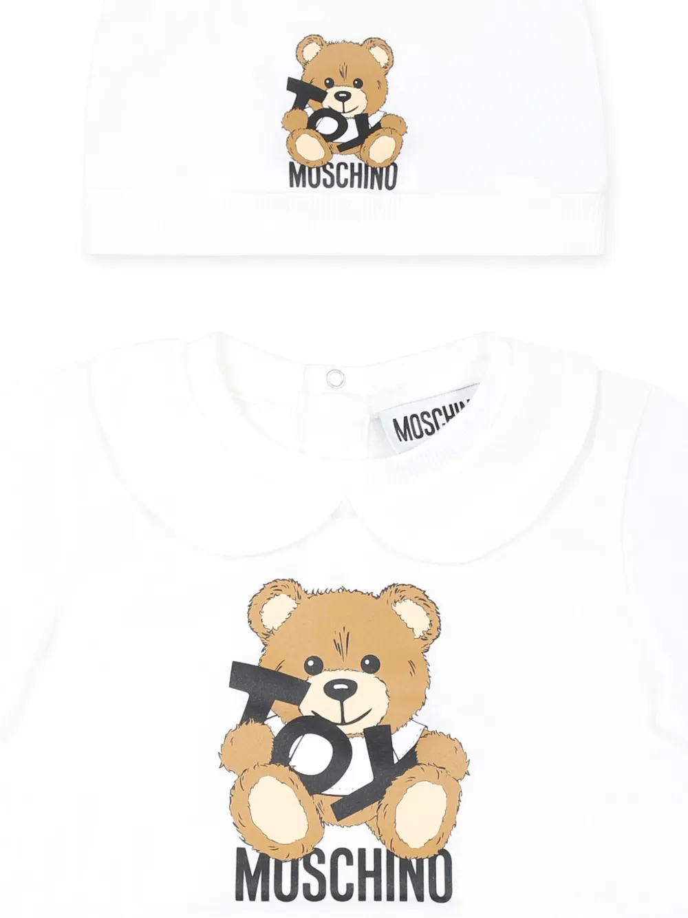 Moschino Kids Romper met beerprint Wit