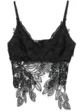 Alberta Ferretti macramé foliage top - Black