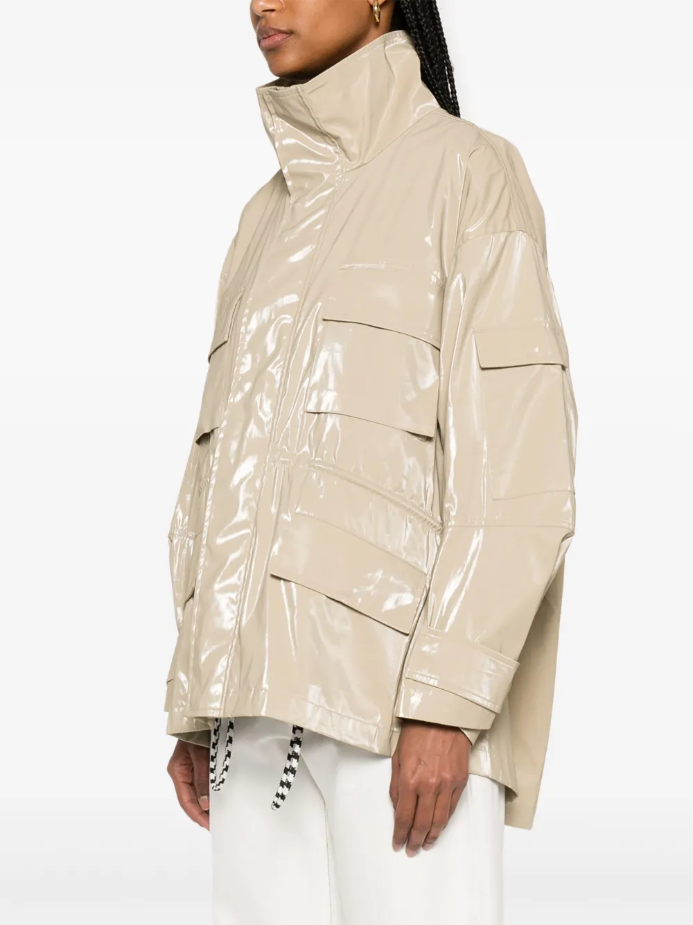 Plan C Glanzend katoenen jack Beige