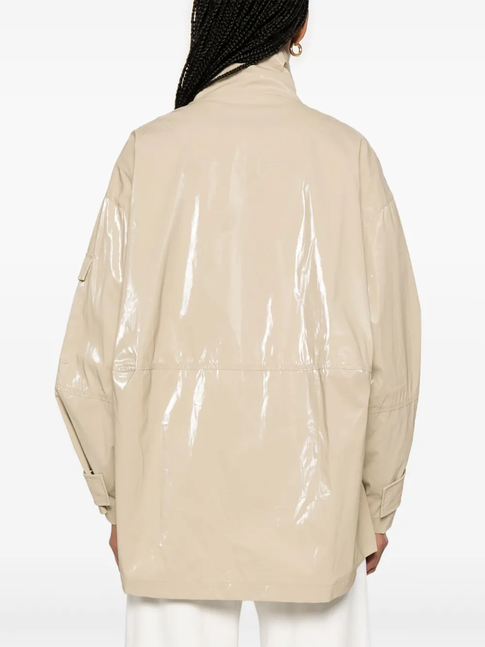 Plan C Glanzend katoenen jack Beige