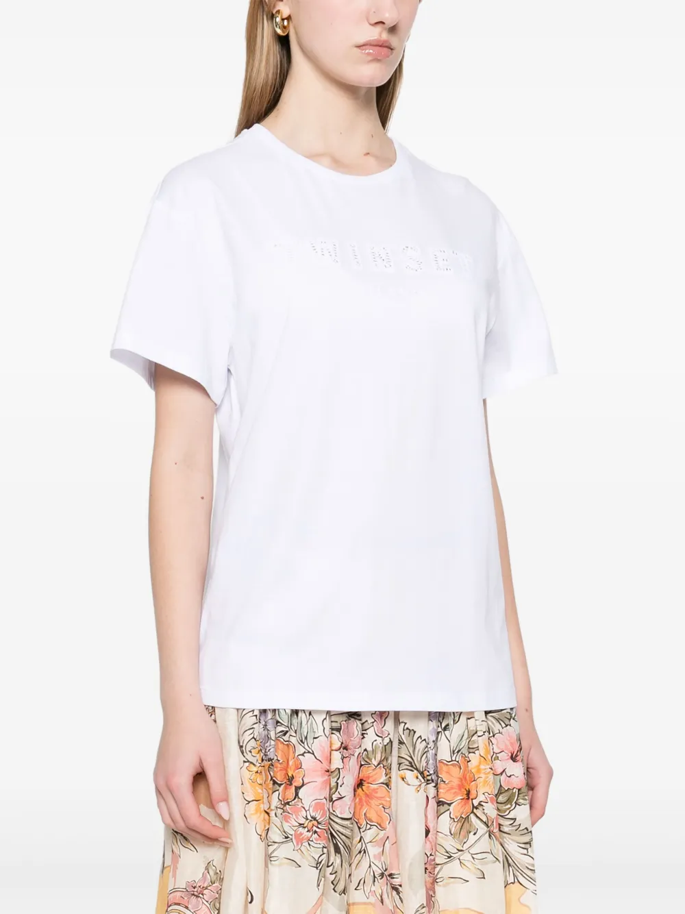 TWINSET T-shirt met geborduurd logo Wit