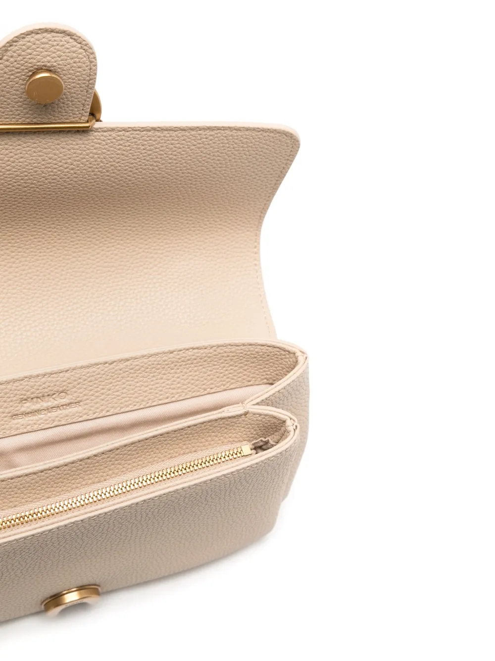 PINKO Love Birds leren schoudertas Beige