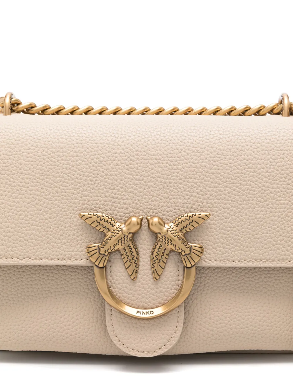 PINKO Love Birds leren schoudertas Beige
