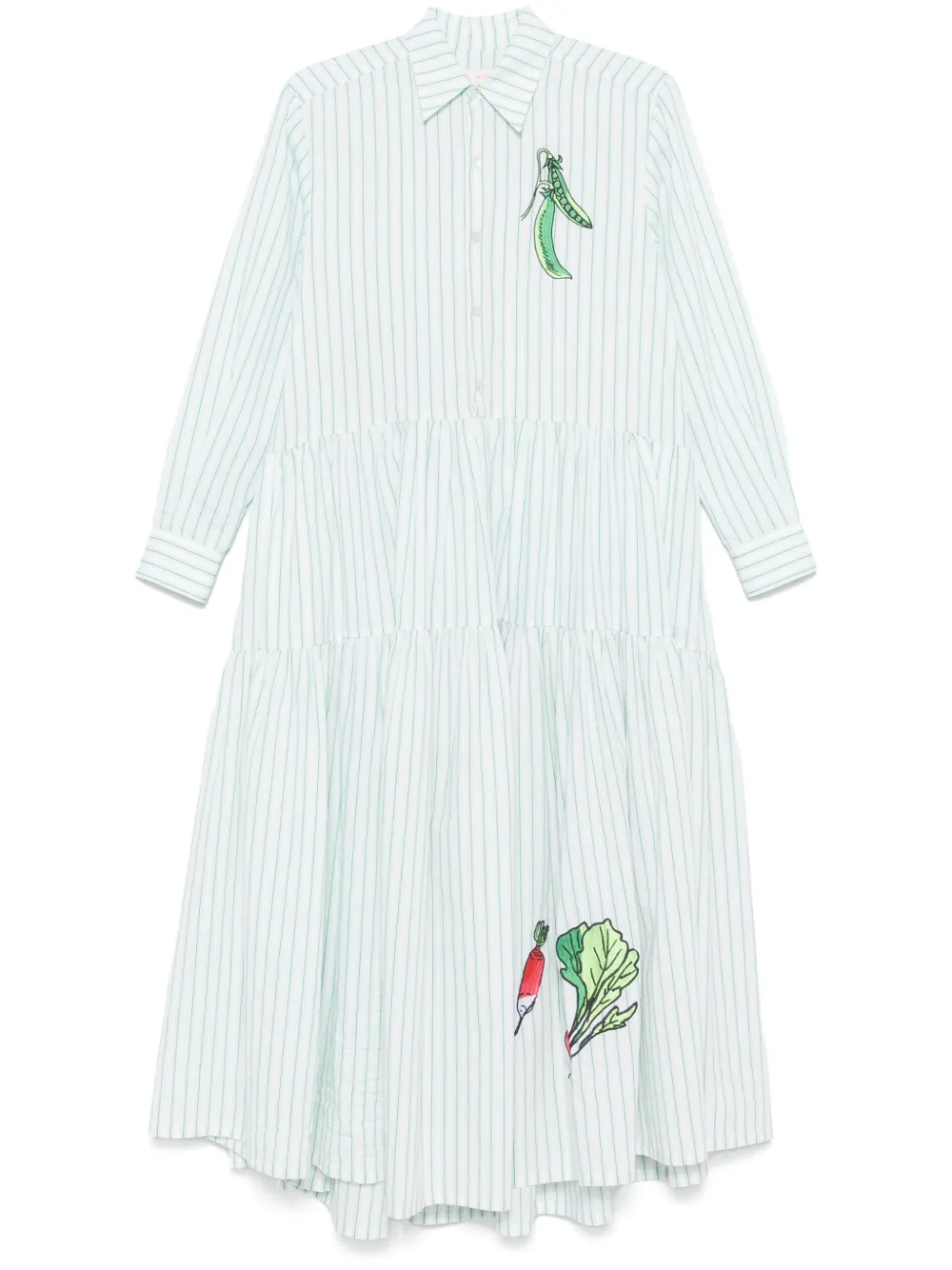 vegetable-embroidered midi dress