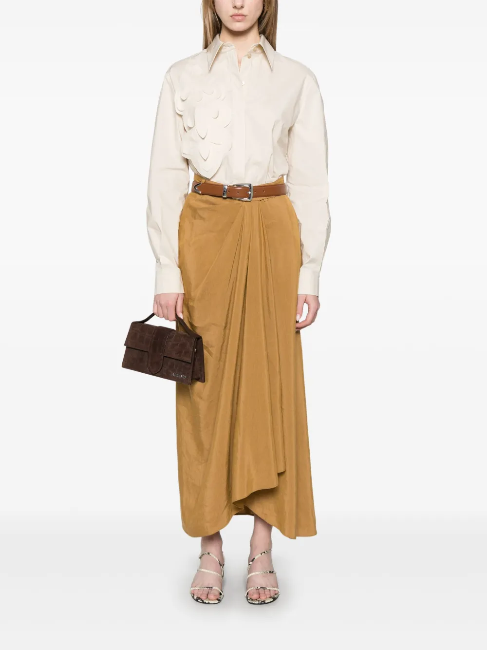 Alberta Ferretti draped maxi skirt - Groen