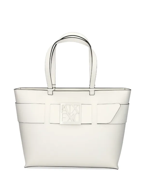 Armani Exchange ロゴプレート ハンドバッグ | ホワイト | FARFETCH JP