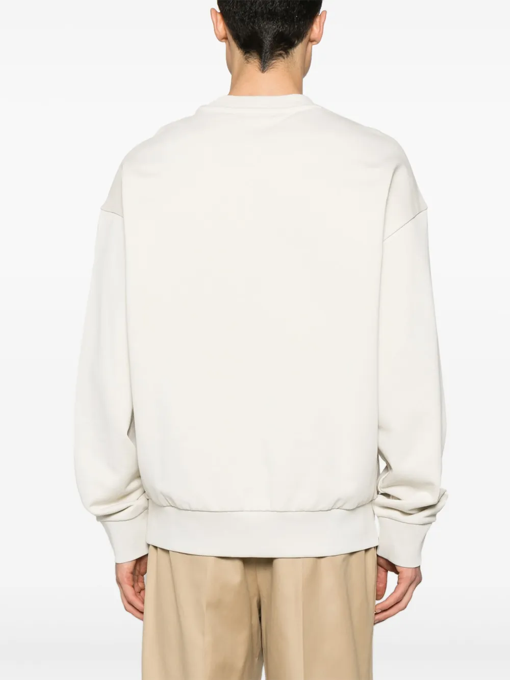 Shop Hugo Boss Double B Cotton Sweatshirt In Neutrals