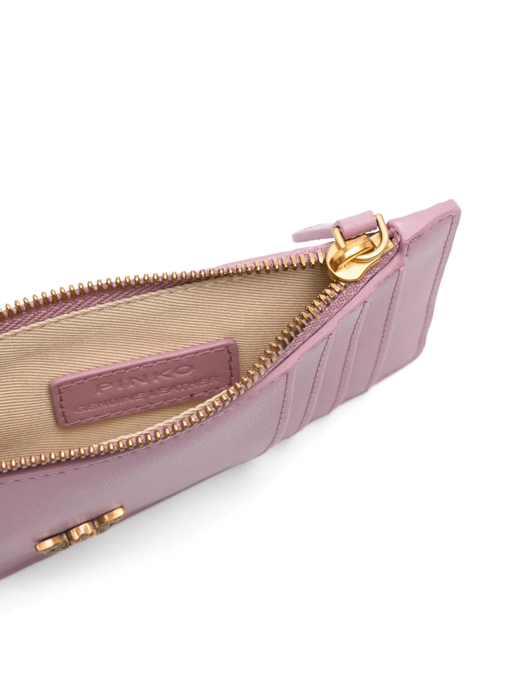 Shop Pinko Debossed-love Birds Logo Card Holder In Pink