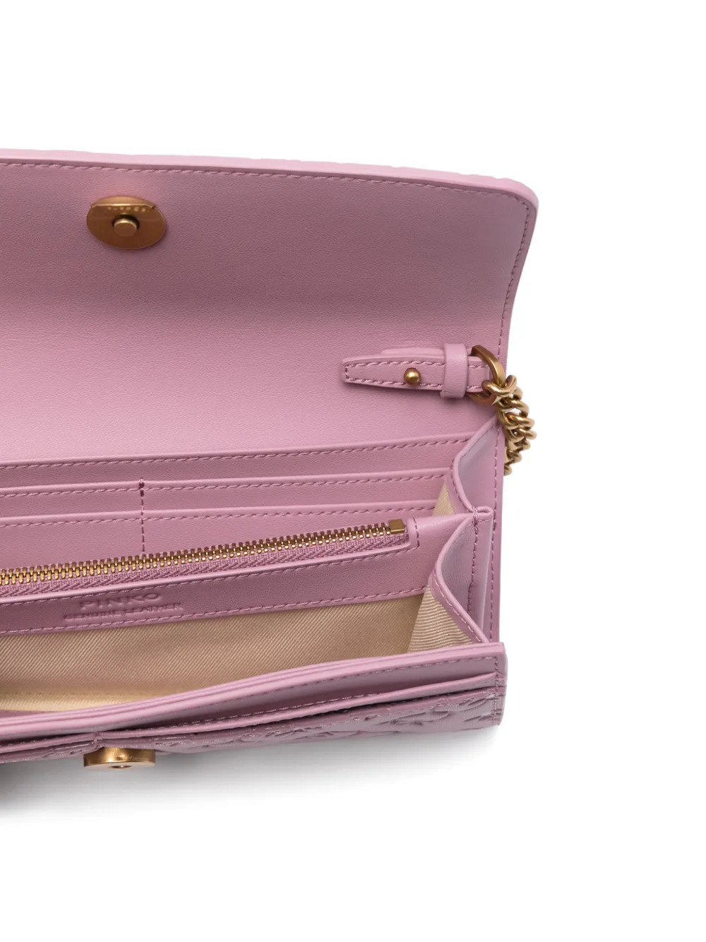 PINKO Portemonnee met logo-reliëf en ketting Roze