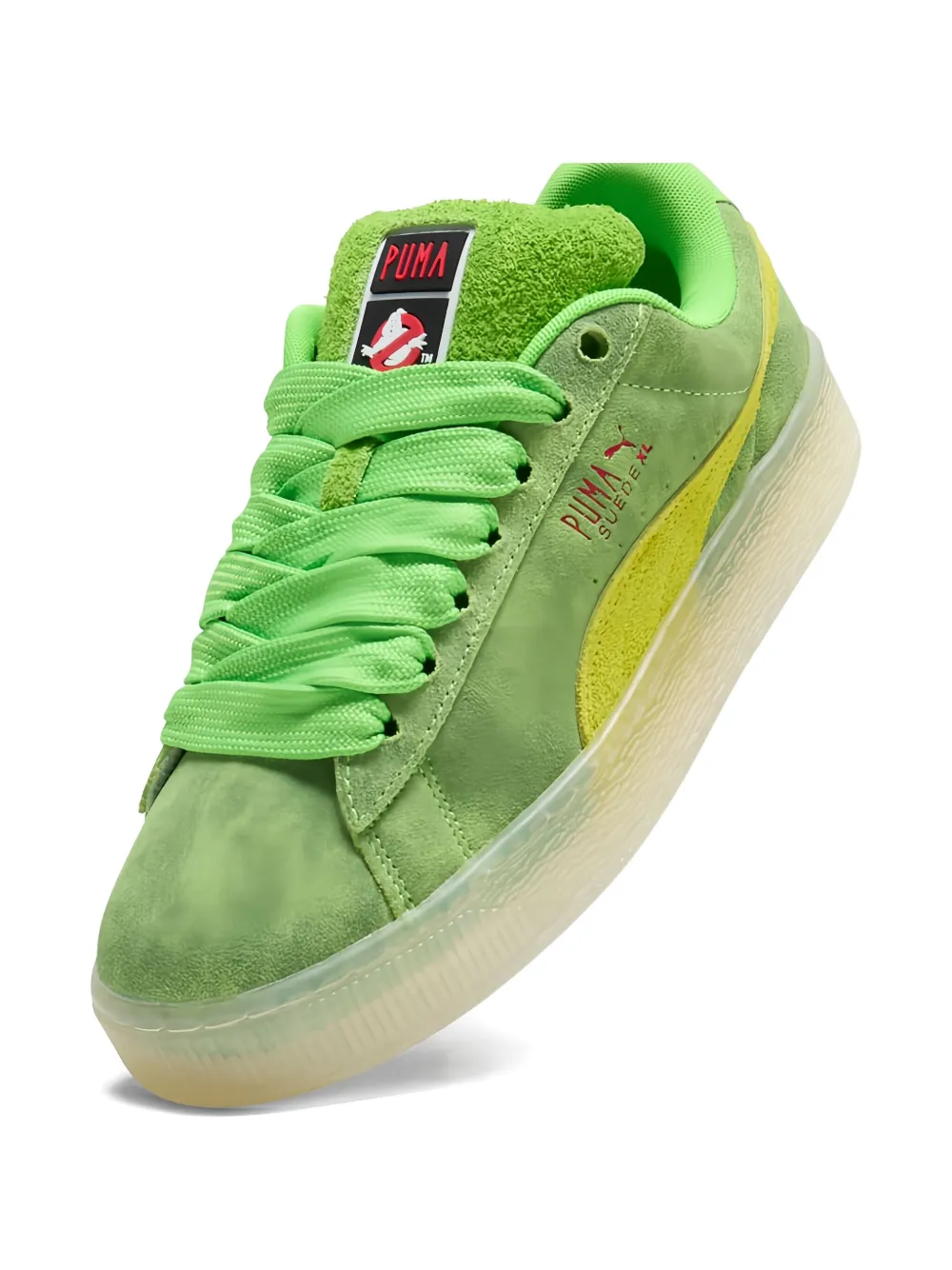 PUMA x Ghostbusters Suede XL Slimer "Green Lime Smash Warm White" sneakers