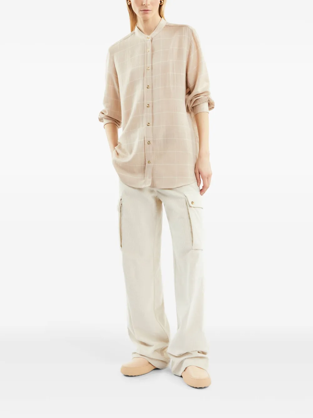 Fay Kraagloos blouse - Beige