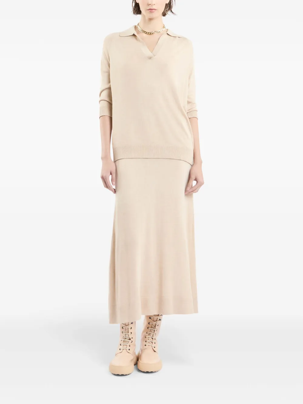Fay Polotop met V-hals - Beige