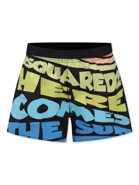 DSQUARED2 KIDS shorts de playa con logo estampado