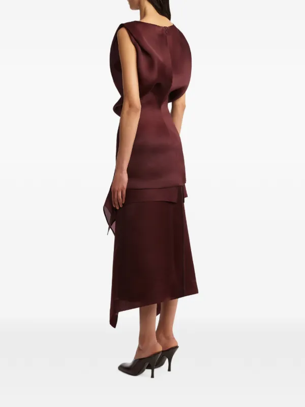 khaite burgundy dress Toma Mini | Red shoulder neckline thats beautifully
