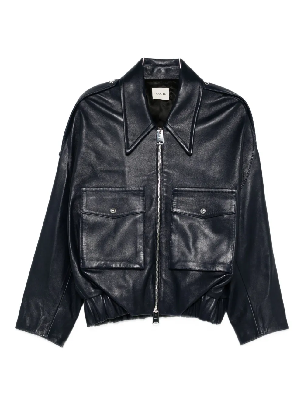 KHAITE leather zip-up bomber jacket