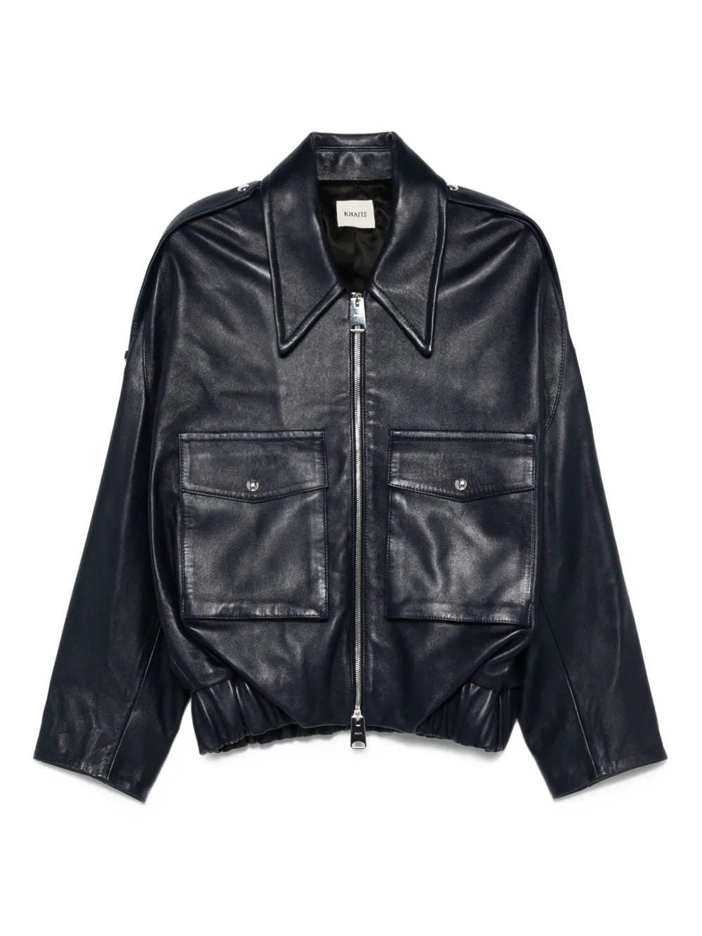KHAITE Leren bomberjack Blauw