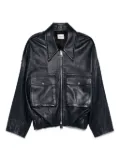 KHAITE leather zip-up bomber jacket - Blue
