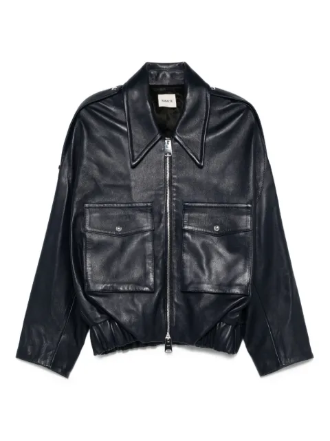 KHAITE leather zip-up bomber jacket