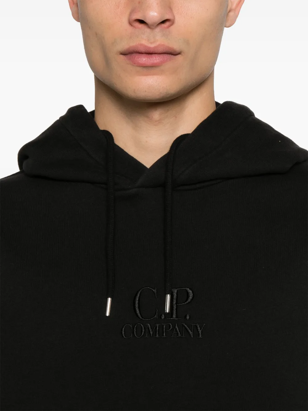 C.P. Company Hoodie met geborduurd logo Zwart