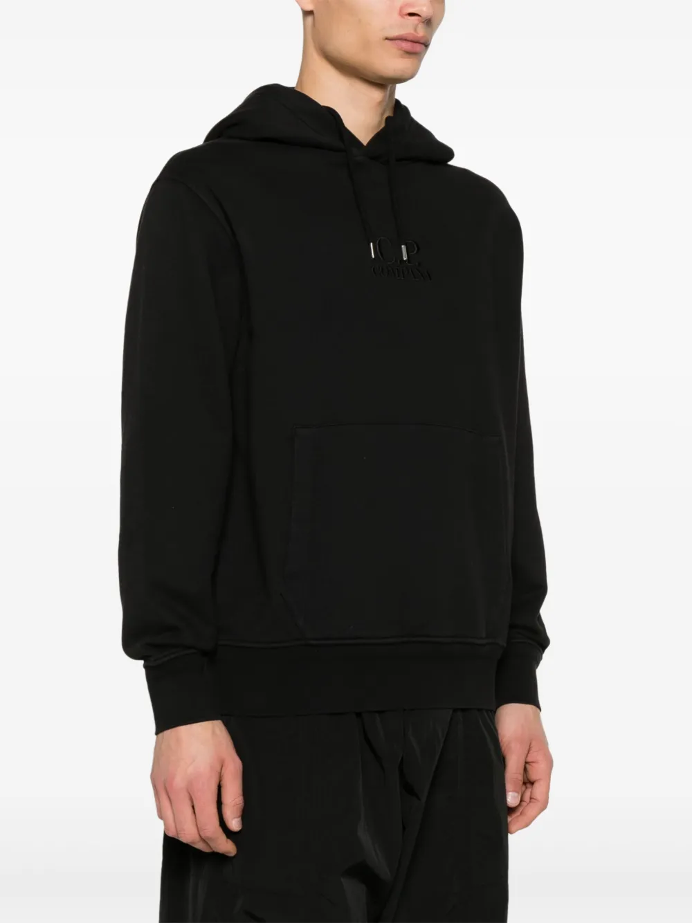 C.P. Company Hoodie met geborduurd logo Zwart