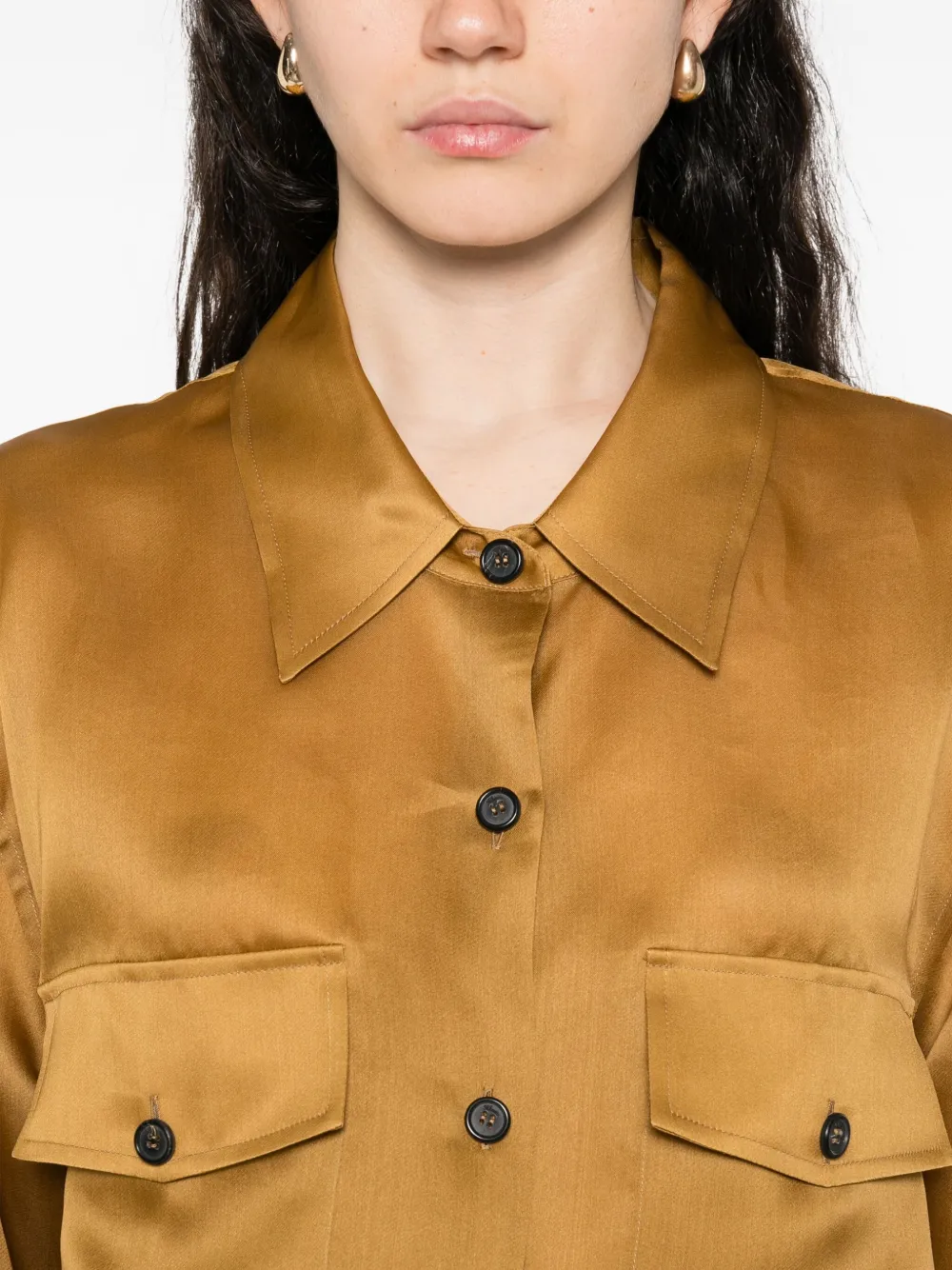 Khaite Matteo Long Sleeve Blouse In Green