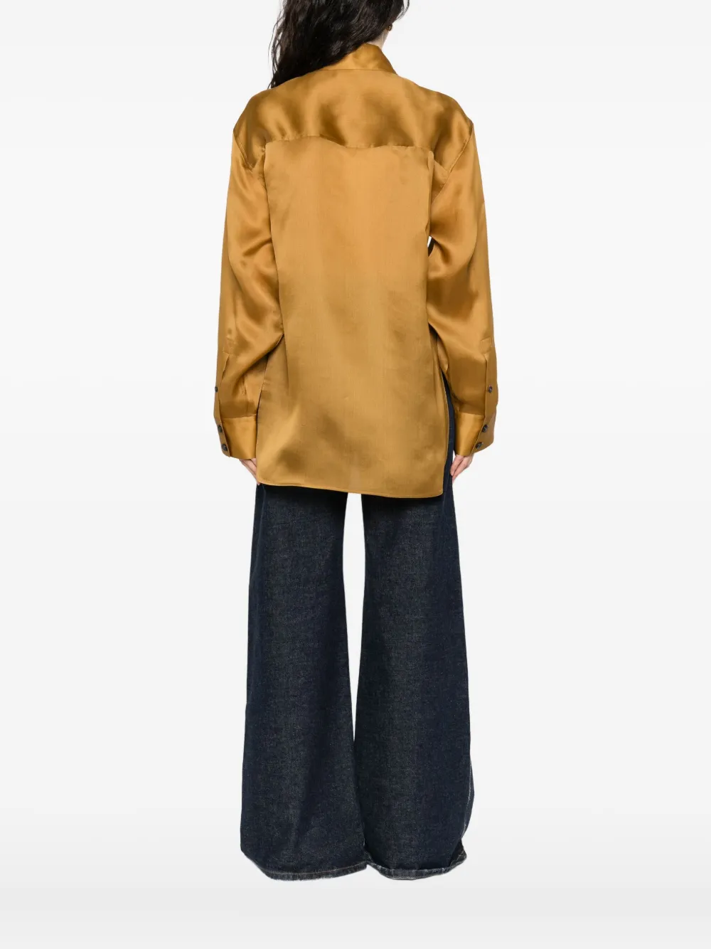 Khaite Matteo Long Sleeve Blouse In Green