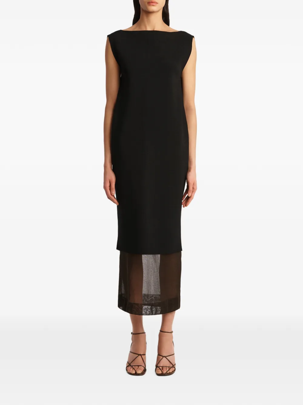 KHAITE Malik Midi Dress in Black, view 2