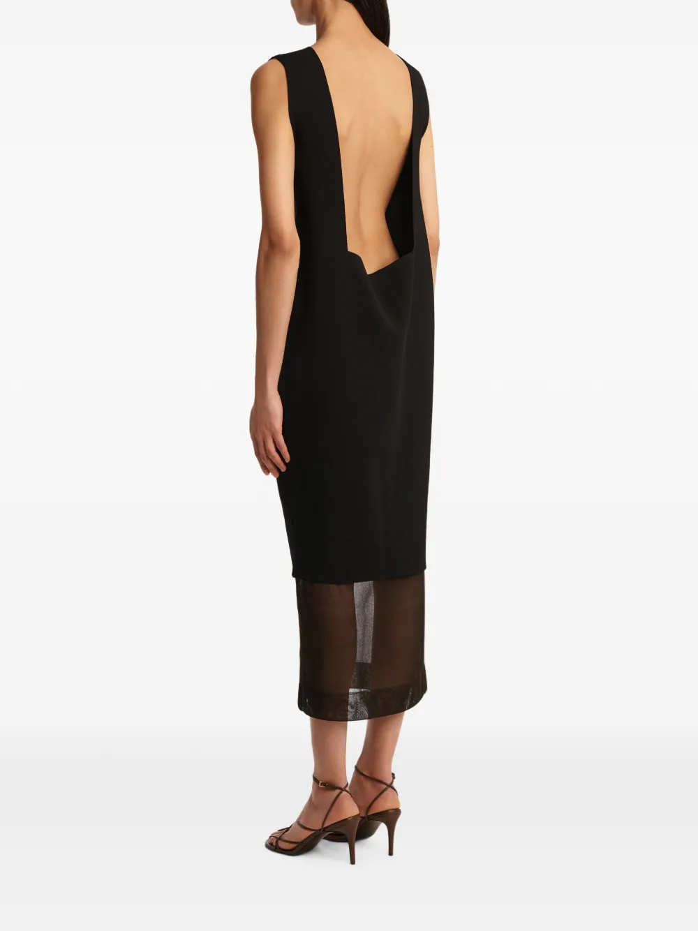 KHAITE Malik Midi Dress in Black, view 3
