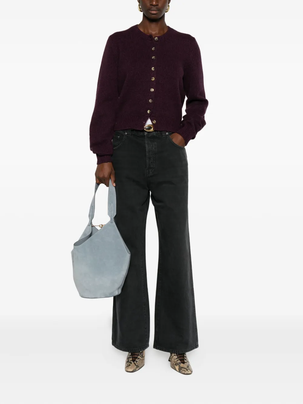 KHAITE cashmere cardigan Paars