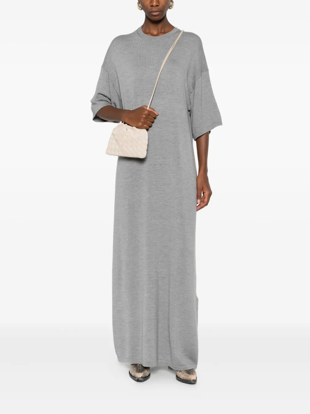 KHAITE short-sleeves midi dress - Grijs