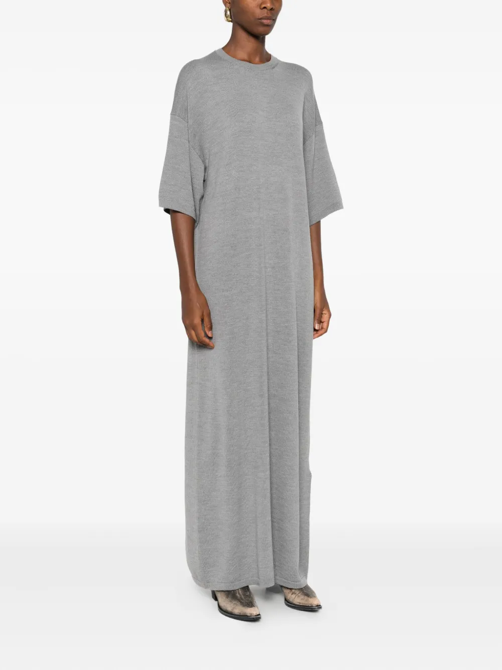 KHAITE short-sleeves midi dress Grijs