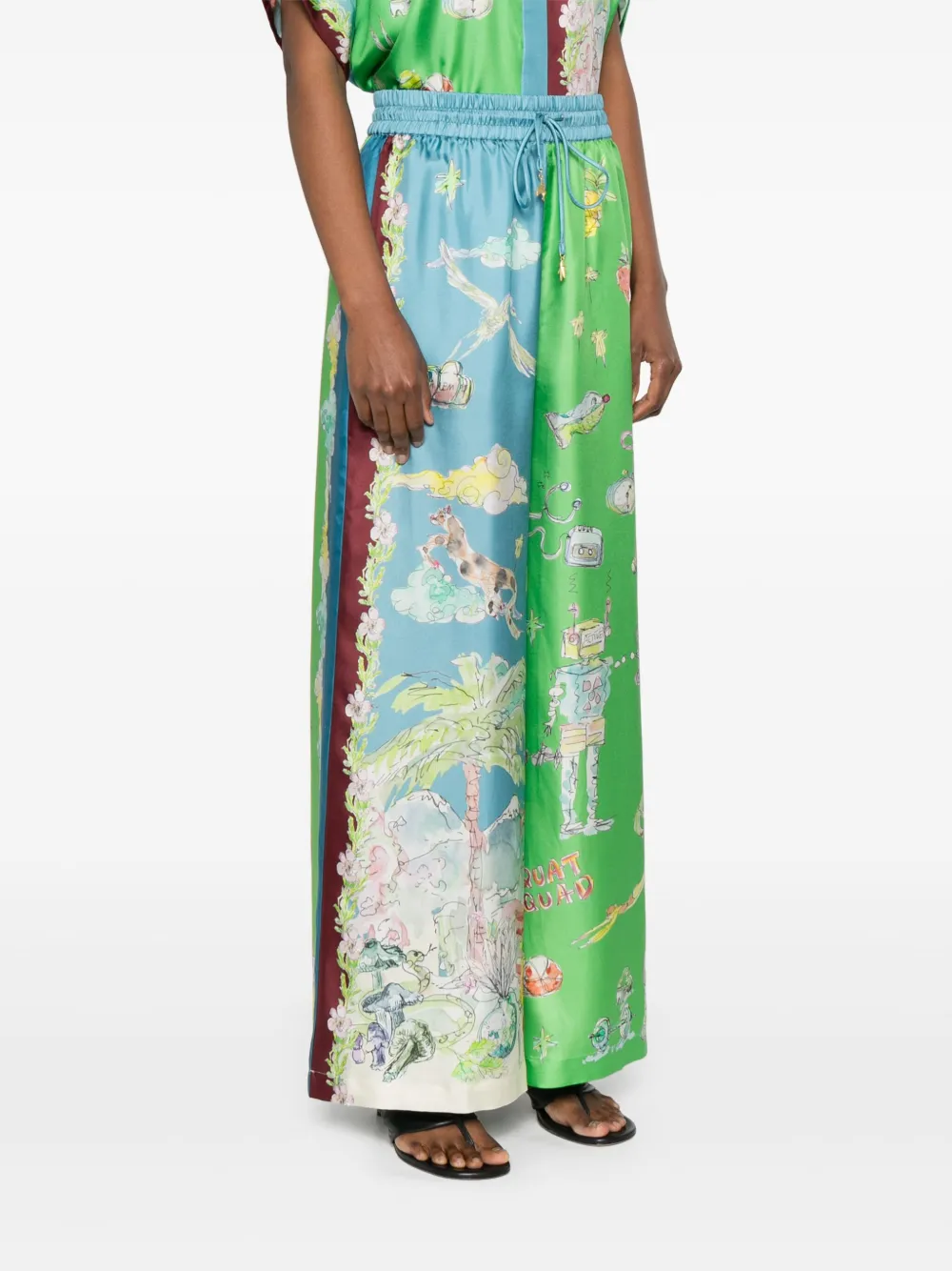 Alemais Womens Multi Daria Graphic-pattern Silk Trousers