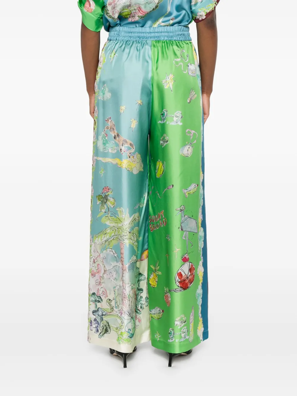 Alemais Womens Multi Daria Graphic-pattern Silk Trousers