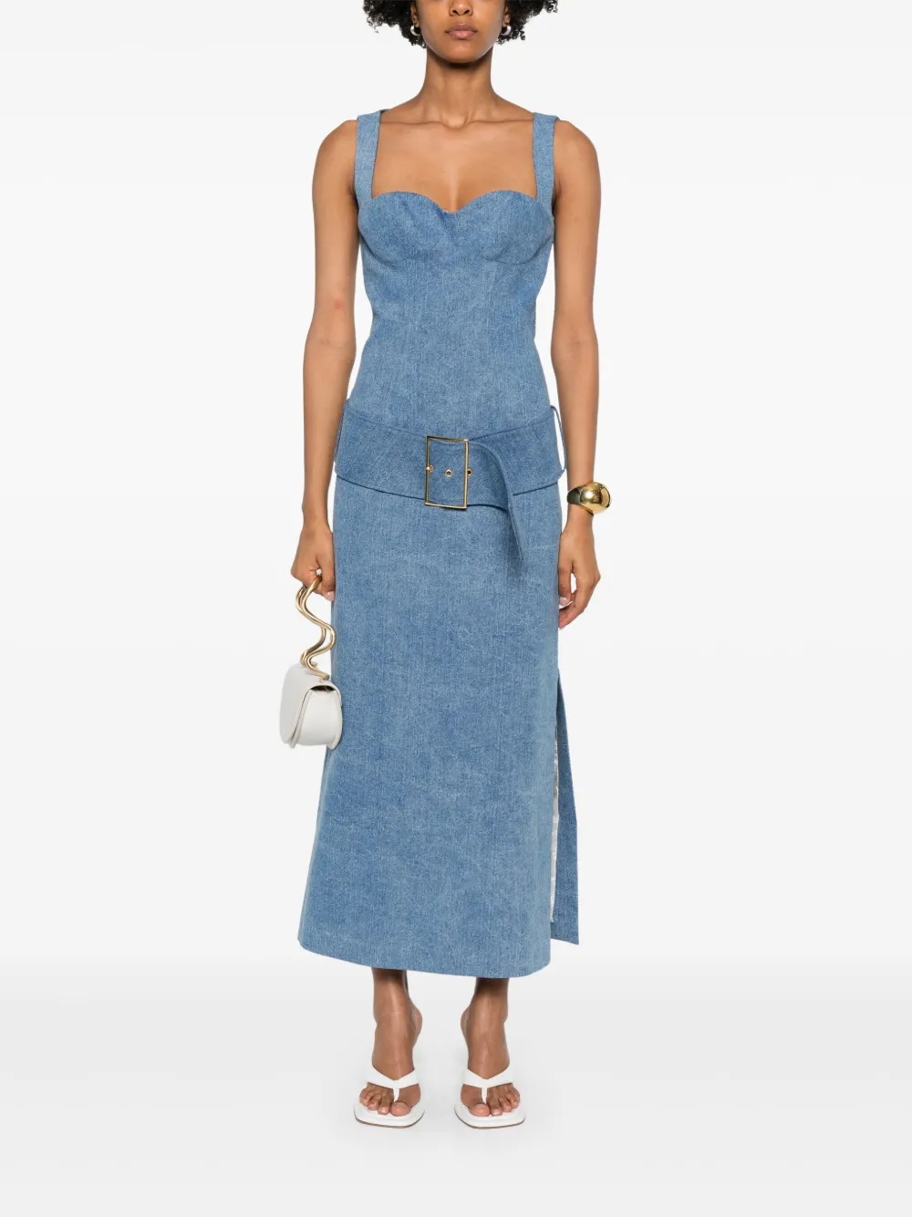 Rowen Rose belted denim midi dress | Day Dresses | Image 2