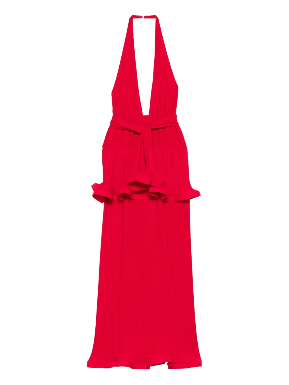 Rowen Rose ruffled pleated maxi dress | Red | Image 1
