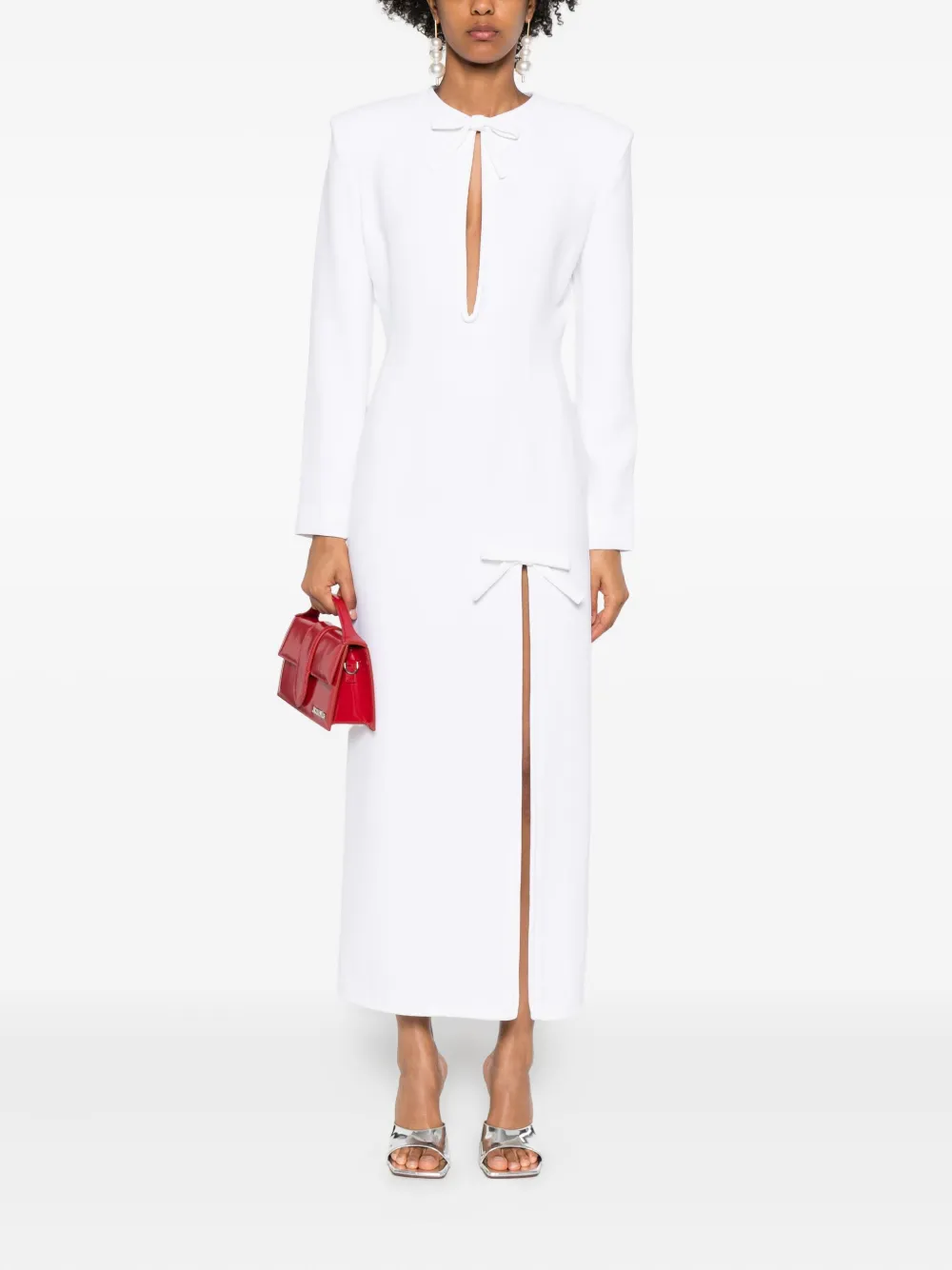 Rowen Rose Maxi-jurk met strikdetail en zijsplit - Wit