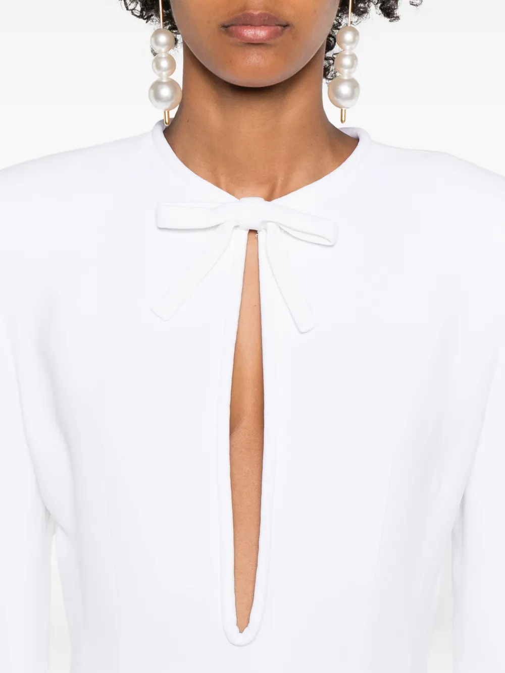 Rowen Rose Bow-detail Side-slit Maxi Dress In White