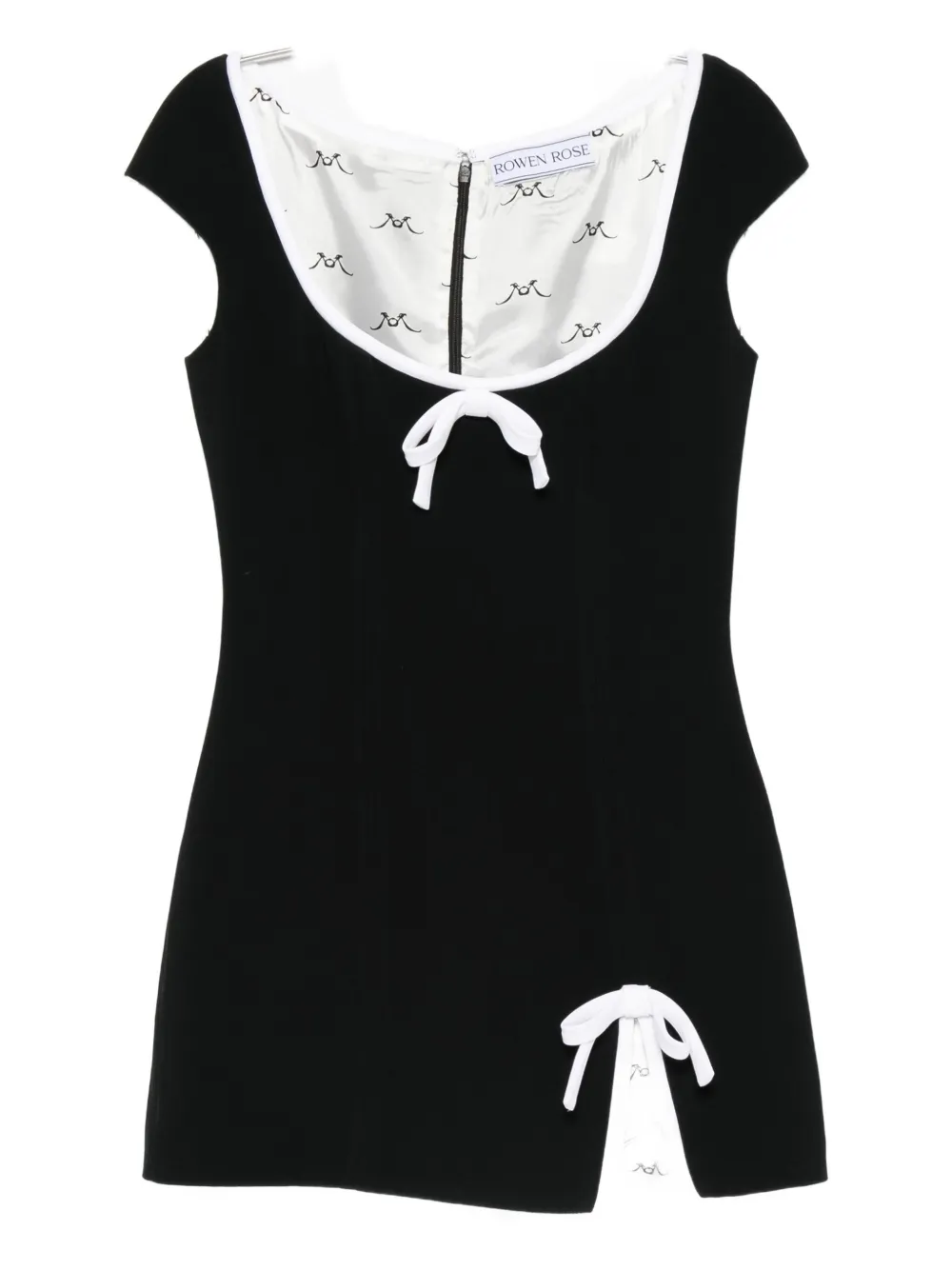 Rowen Rose bow-detail mini dress Zwart