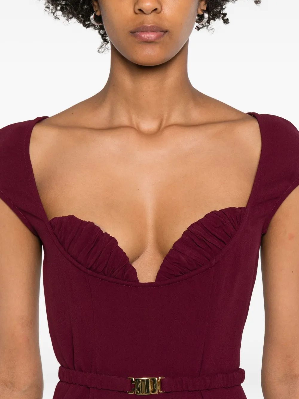 Rowen Rose Maxi-jurk met kapmouwen en ceintuur Rood