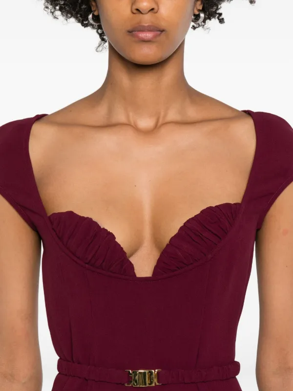 Rowen Rose Maxi-jurk Met Kapmouwen En Ceintuur Rood FARFETCH NL