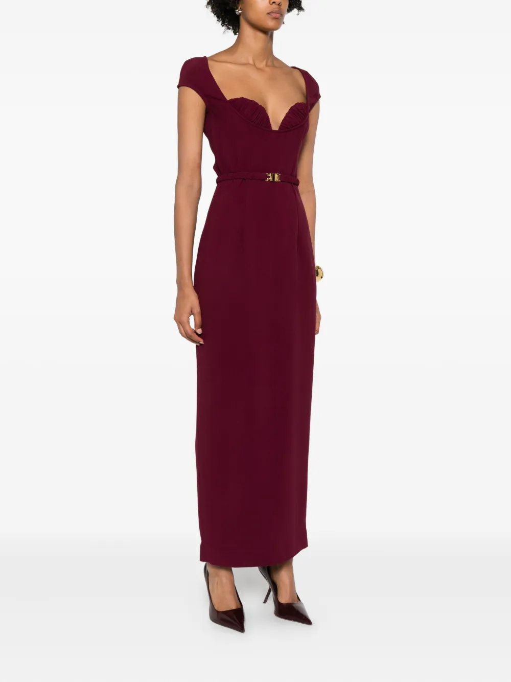 Rowen Rose Maxi-jurk met kapmouwen en ceintuur Rood