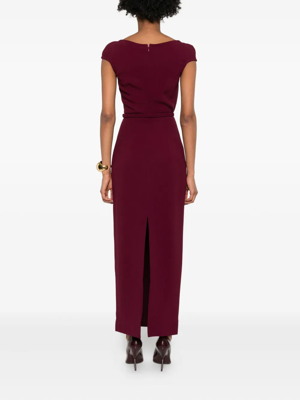 Rowen Rose Maxi-jurk met kapmouwen en ceintuur - Rood