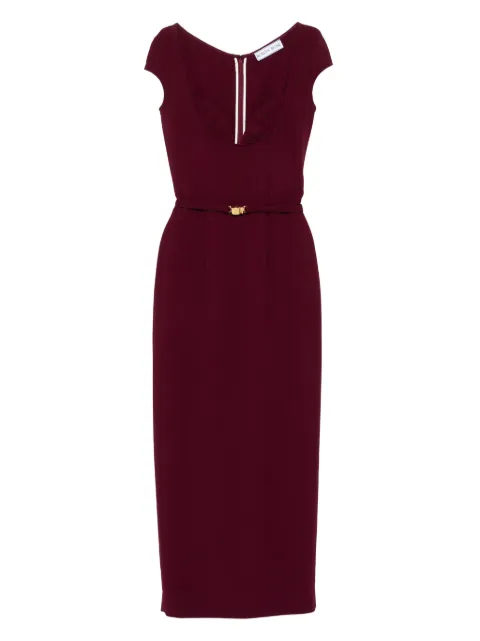 Rowen Rose belted cap-sleeve maxi dress